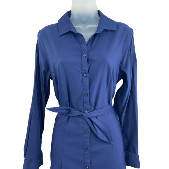 UNTUCKIT Women's Angela Shirt Dress Long Sleeve Blue Stretch Cotton Size 10 - Picture 3 of 16